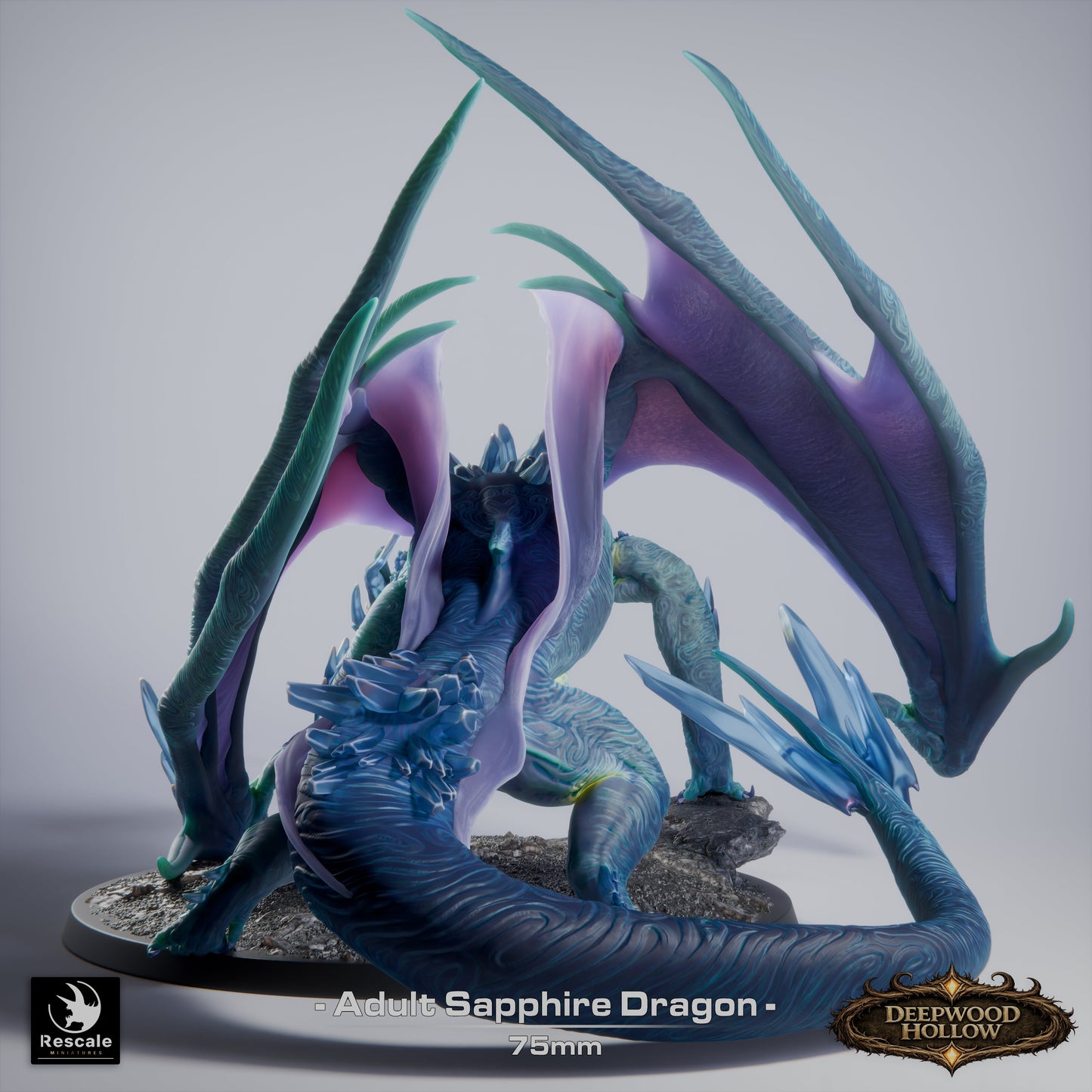 💎 Sapphire Dragon (Adult) | 12K Resin 75mm Gem Dragon for D&D & RPGs 🐲