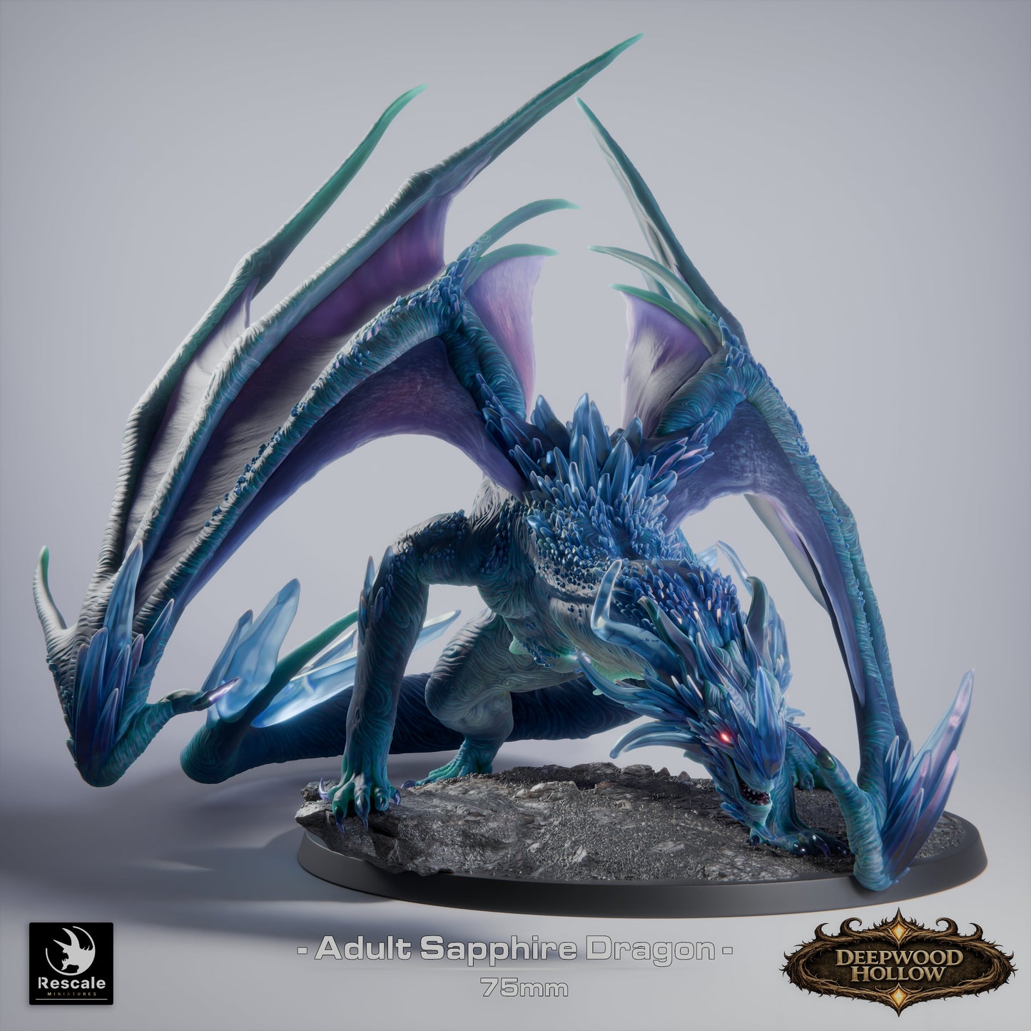 💎 Sapphire Dragon (Adult) | 12K Resin 75mm Gem Dragon for D&D & RPGs 🐲