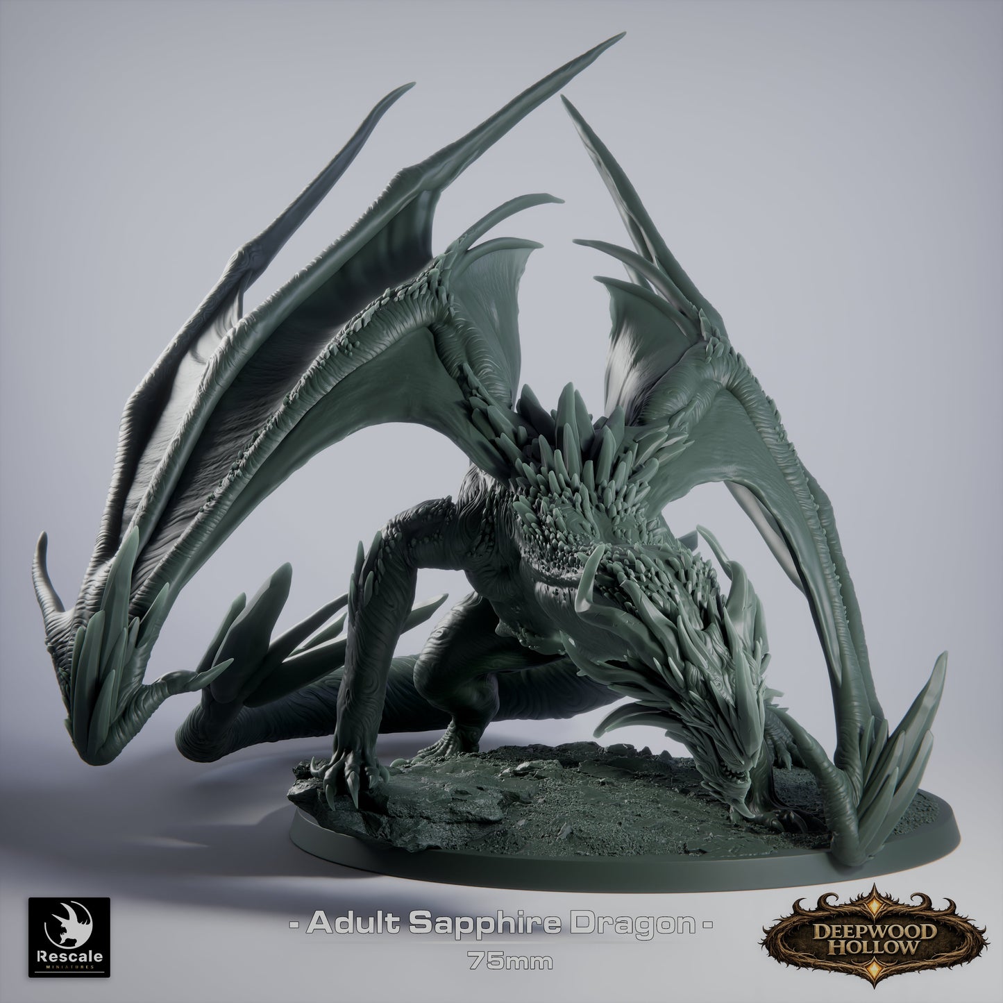 💎 Sapphire Dragon (Adult) | 12K Resin 75mm Gem Dragon for D&D & RPGs 🐲
