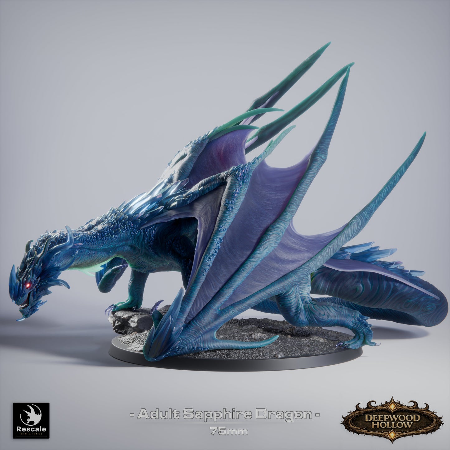 💎 Sapphire Dragon (Adult) | 12K Resin 75mm Gem Dragon for D&D & RPGs 🐲