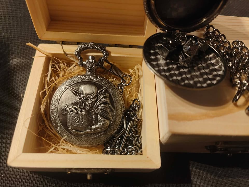 Mini Metal Dice Pocket Watch With Display Box For Table Top RPG D&D