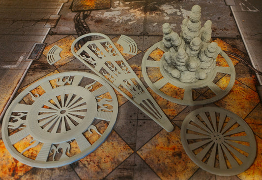 Necromunda Templates, Flame, Blast, Smoke and Facing Counters Set